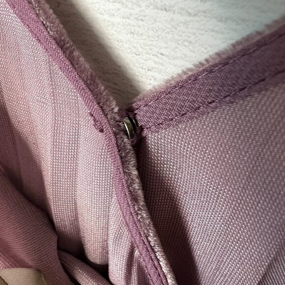 Lucky Brand Dress Womens Size XS Mauve Purple Faux Wrap Velvet Maxi Tulip Hem - Picture 14 of 16